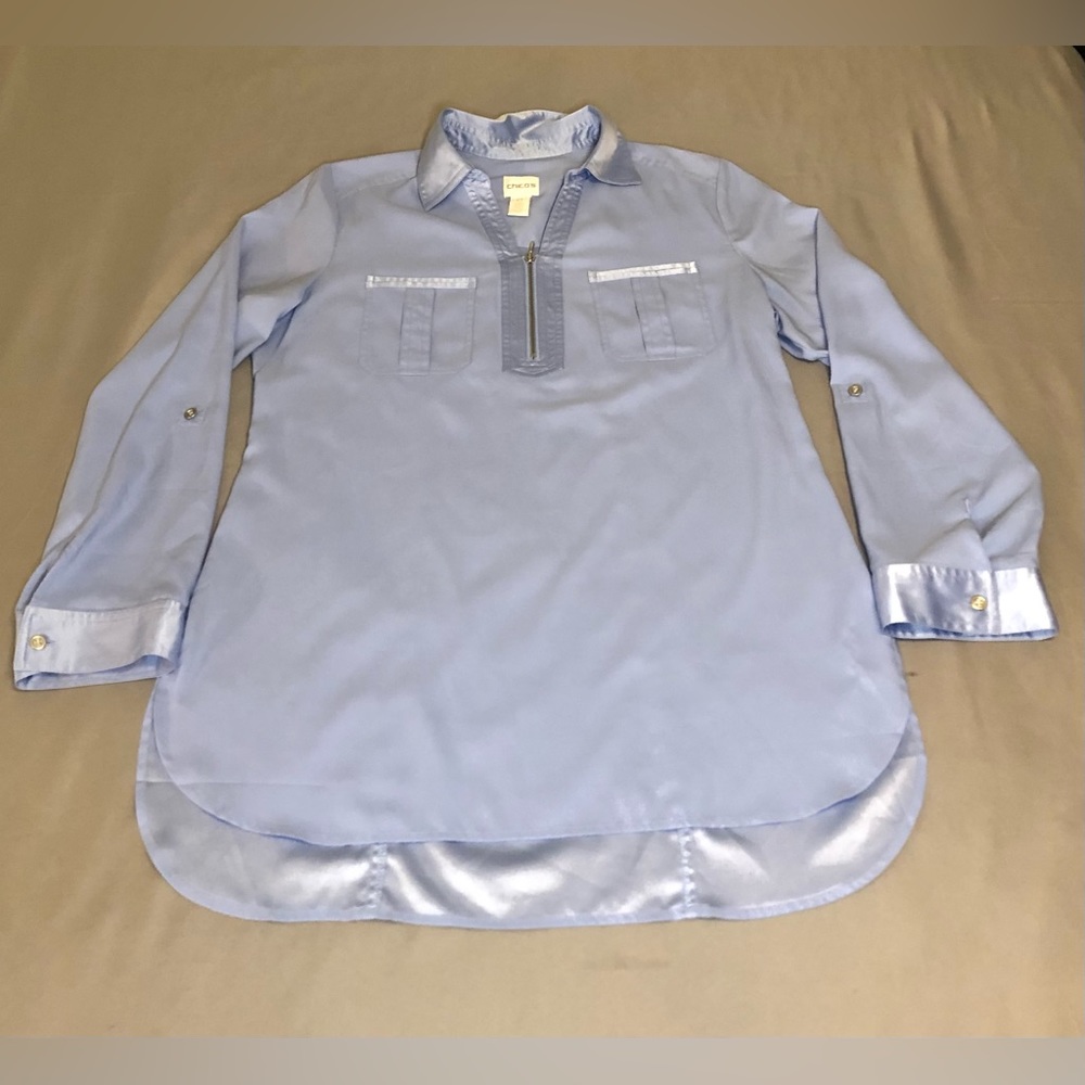 Chico’s Zip Detail Lela II Light Blue Shirt